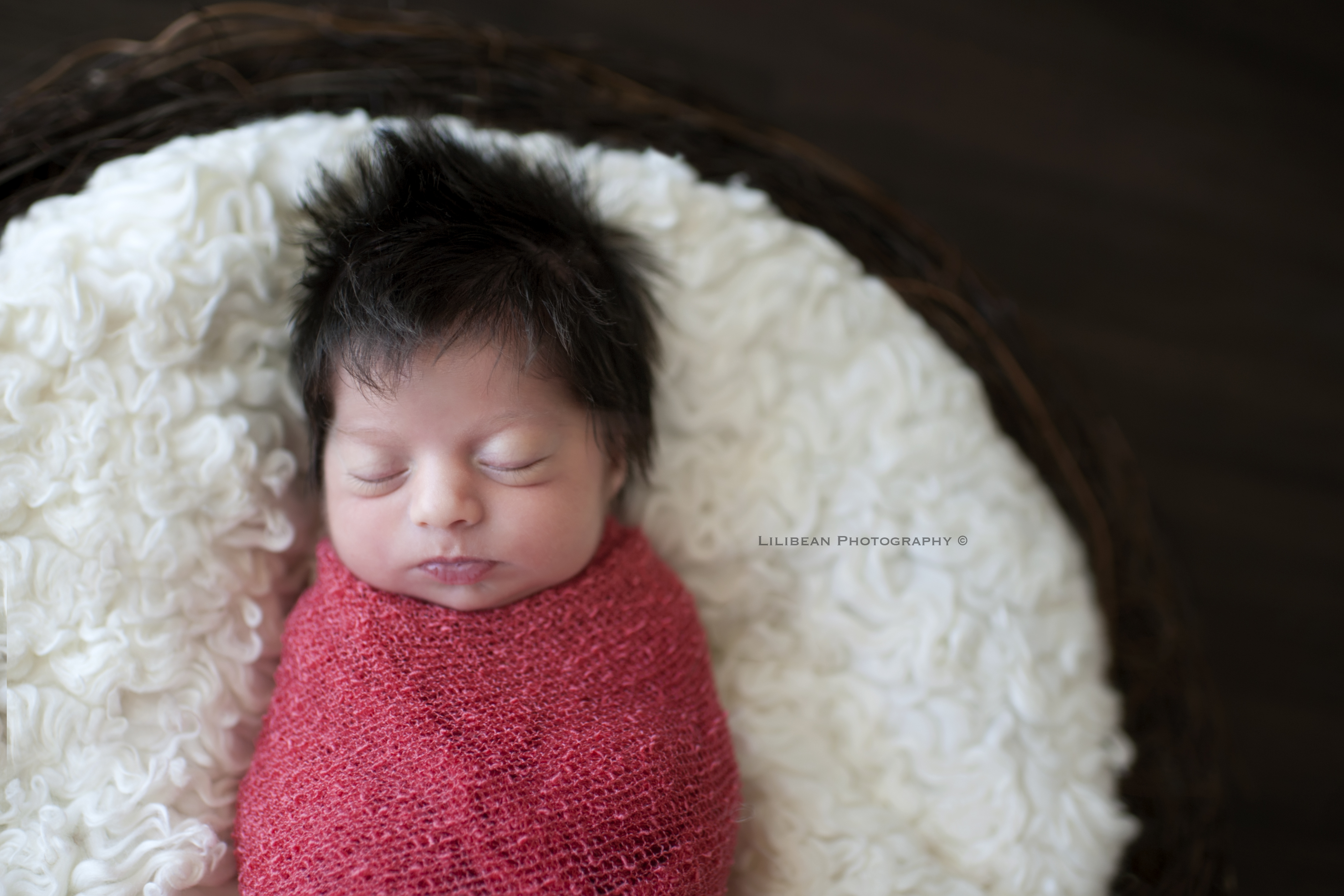 Newborn Baby so much hair South Florida Aventura Professional Baby Photographer Miami Sunny Isles Photography